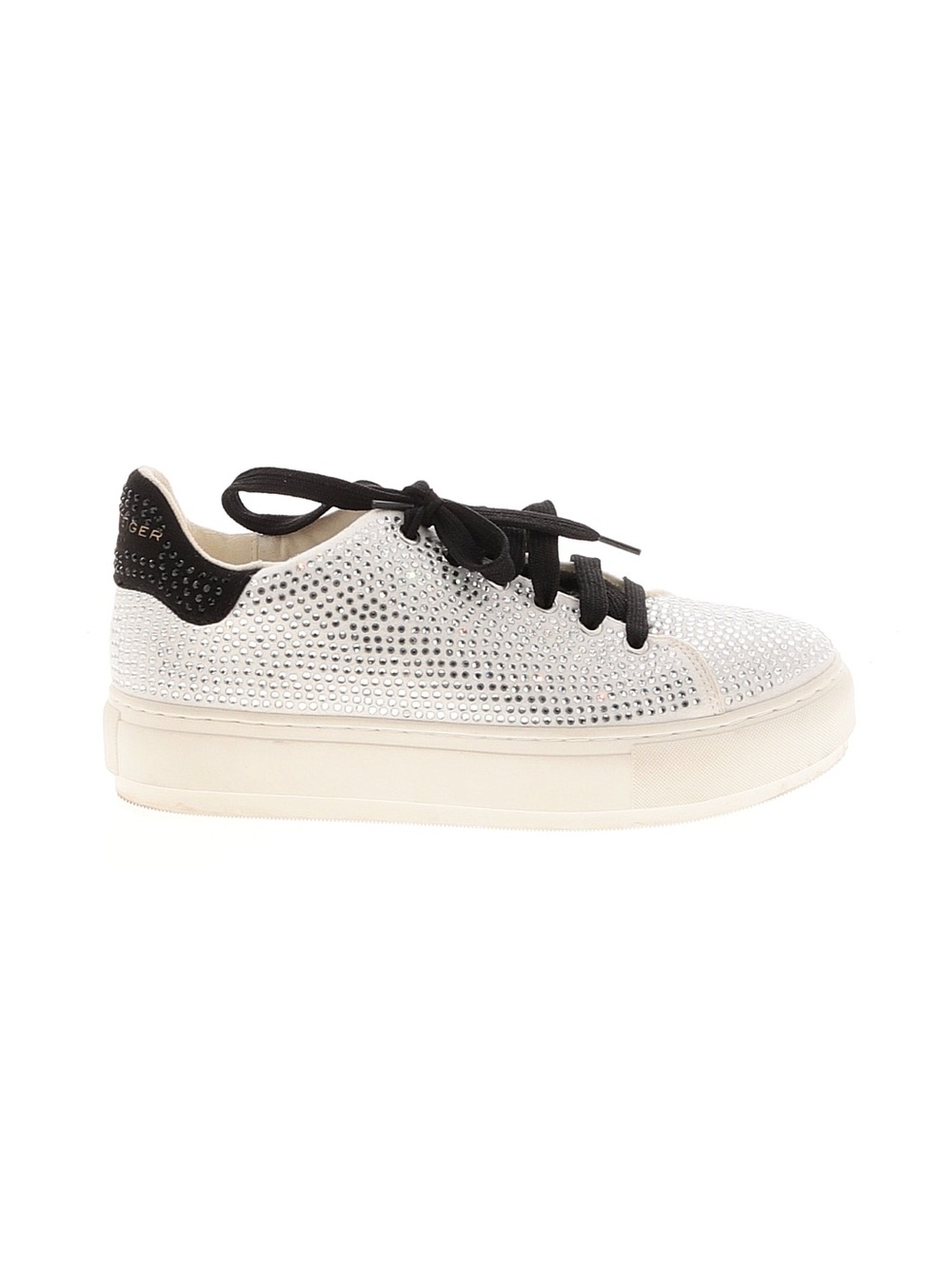 Kurt Geiger Crystal-Embellished Platform Sneaker - White & Black